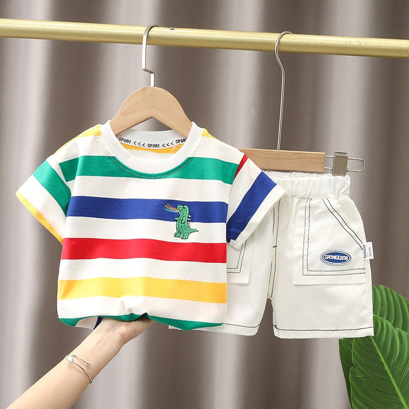 Baby Boy Clothing Sets Embroidery Short Sleeve T-shirt+Shorts Children 2Pcs Suit 1-5Y
