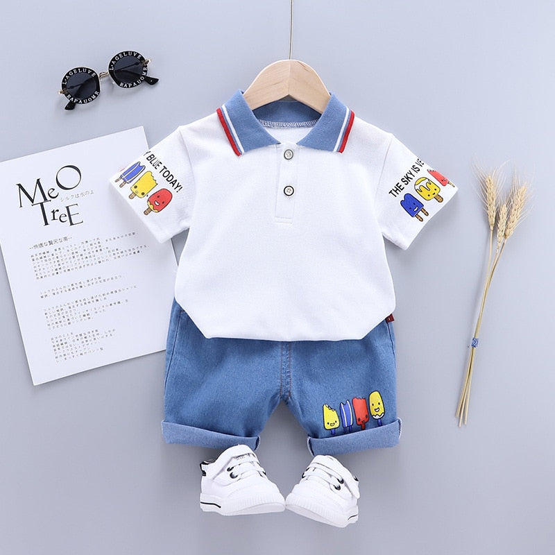 Baby Boy Clothing Sets Embroidery Short Sleeve T-shirt+Shorts Children 2Pcs Suit 1-5Y